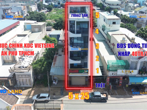 Giảm 1,5 tỷ bán gấp tòa nhà 5X25 6 tầng mặt tiền D1 KDC Viet Sing, VSIP 1 Thuận An